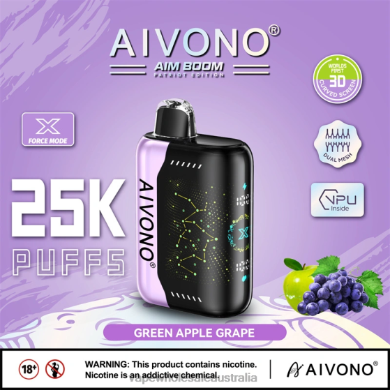 Vape Wholesale Distributor Australia - Aivono AIM BOOM 25000 Green Apple Grape D24H0346