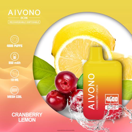 E Cig Wholesale Distributors - Aivono AIM BOXX 4000 Cranberry Lemon D24H0218