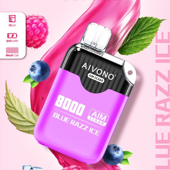E Cigarettes Wholesale Suppliers - Aivono AIM CLEAR 8000 Blue Razz Ice D24H0202