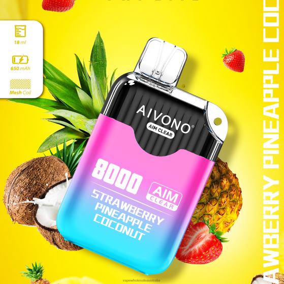 Vaping Supplies Near Me - Aivono AIM CLEAR 8000 Strawberry Pineapple Coconut D24H0207