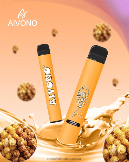 Vape Wholesale Melbourne - Aivono AIM FISHBONE 600 Caramel Popcorn D24H0286