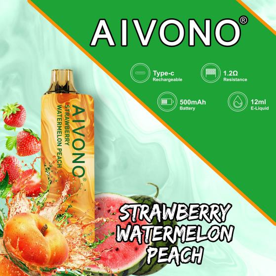 Electronic Cigarette Wholesale - Aivono AIM GUN 7000 Strawberry Watermelon Peach D24H0108