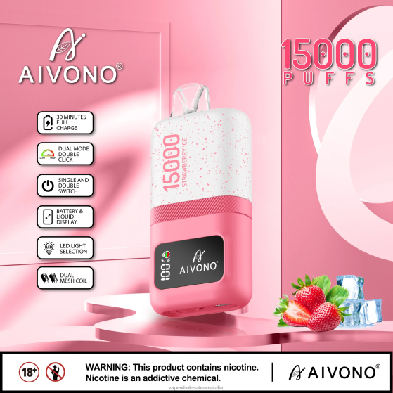 Electronic Cigarette Wholesale Supplier - Aivono AIM magic 15000 Strawberry Ice D24H071