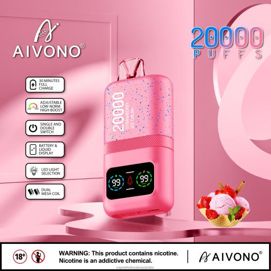 Vape Wholesale Distributor Australia - Aivono AIM magic 20000 Strawberry Ice Cream D24H080