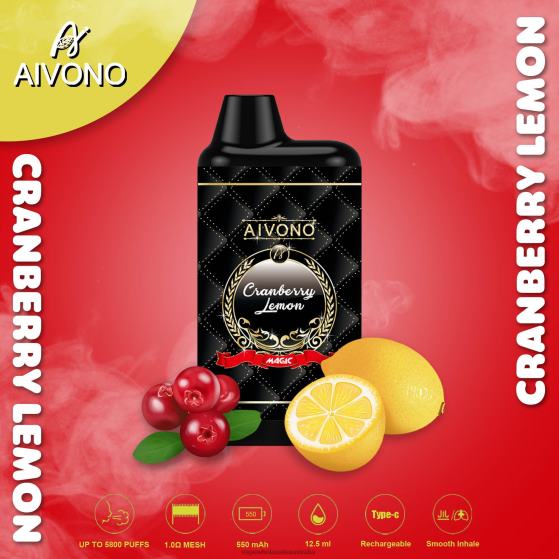 Electronic Cigarette Wholesale - Aivono AIM MAGIC 5800 Mouth Box Cigarette Cranberry Lemon D24H089