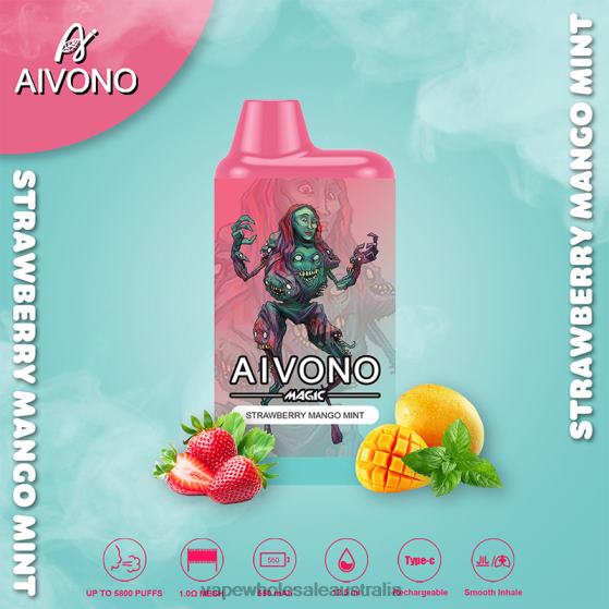 Vape Wholesale Australia - Aivono AIM MAGIC 5800 Mouth Box Cigarette Strawberry Mango Mint D24H097