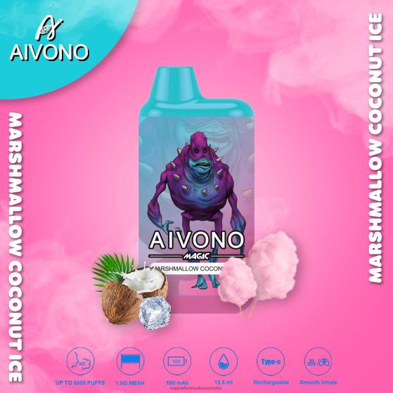 Vaping Supplies Amazon - Aivono AIM MAGIC 5800 Mouth Box Cigarette Marshmallow Coconut Ice D24H095