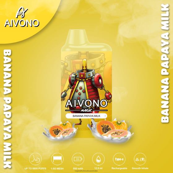 Vaping Supplies Online - Aivono AIM MAGIC 5800 Mouth Box Cigarette Banana Papaya Milk D24H094
