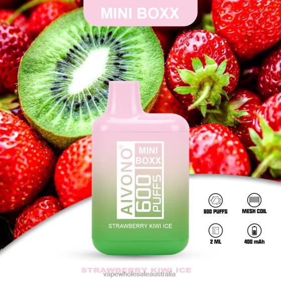 Vape Wholesale Aus - Aivono AIM MINI BOXX 600 Strawberry Kiwi Ice D24H0234