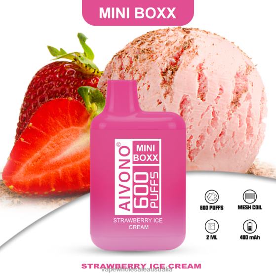 Vape Wholesale Distributor Australia - Aivono AIM MINI BOXX 600 Strawberry Ice Cream D24H0232