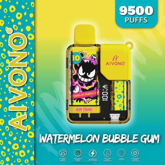 Vape Wholesale Aus - Aivono AIM TANK 9500 Watermelon Bubble Gum D24H044