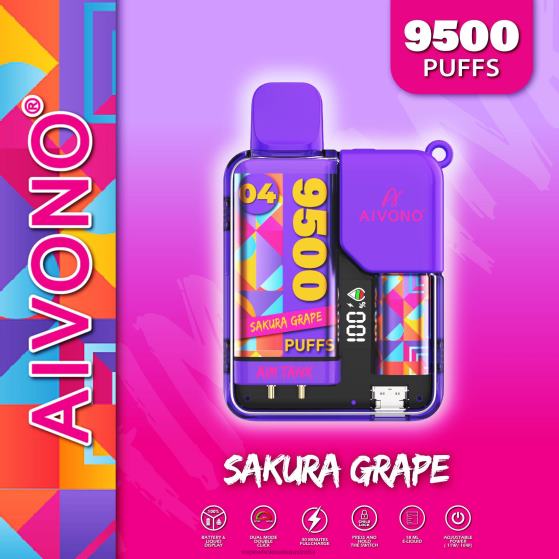 Vaping Supplies Near Me - Aivono AIM TANK 9500 Sakura Grape D24H036
