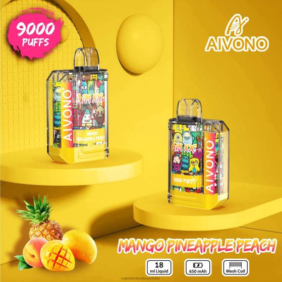 E Cigarette Wholesale - Aivono AIM XXL 9000 Mouth Sticker Transparent Mango Pineapple Peach D24H049