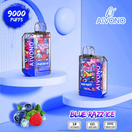 Vaping Supplies Australia - Aivono AIM XXL 9000 Mouth Sticker Transparent Blue Razz Ice D24H054