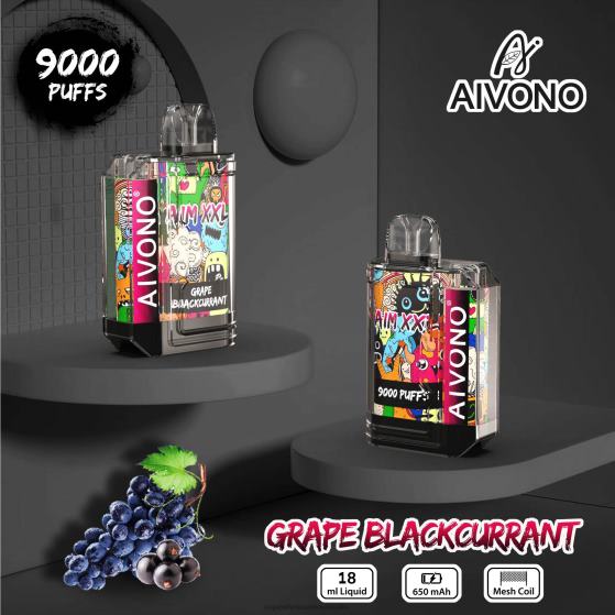Vaping Supplies Online - Aivono AIM XXL 9000 Mouth Sticker Transparent Grape Blackcurrant D24H056