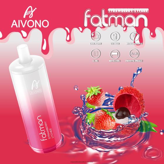 Vape Wholesale Distributor Australia - Aivono FATMAN 6800 Strawberry Lychee D24H023