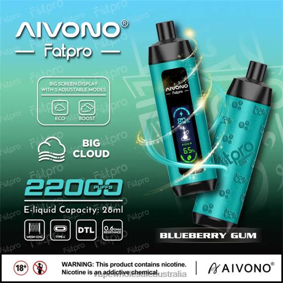 E Cig Wholesale Distributors - Aivono Fatpro 22000 Blueberry Gum D24H09