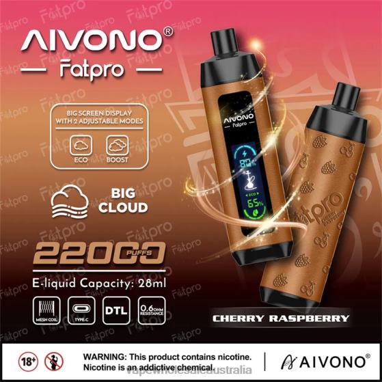 Vape Wholesale Distributor Australia - Aivono Fatpro 22000 Cherry Raspberry D24H04