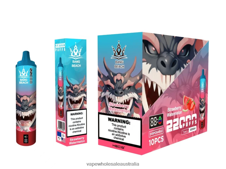 Vape Wholesale Distributor Australia - Bang Beach 22000 Puffs Smart Screen Strawberry Watermelon 608HD23