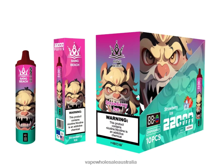 Vape Wholesale Melbourne - Bang Beach 22000 Puffs Smart Screen Strawberry Ice 608HD20