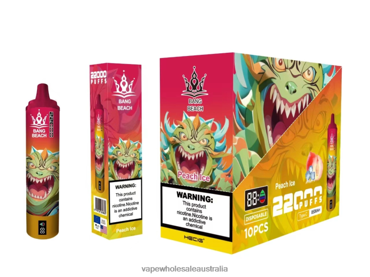 Vaping Supplies Australia - Bang Beach 22000 Puffs Smart Screen Peach Ice 608HD16
