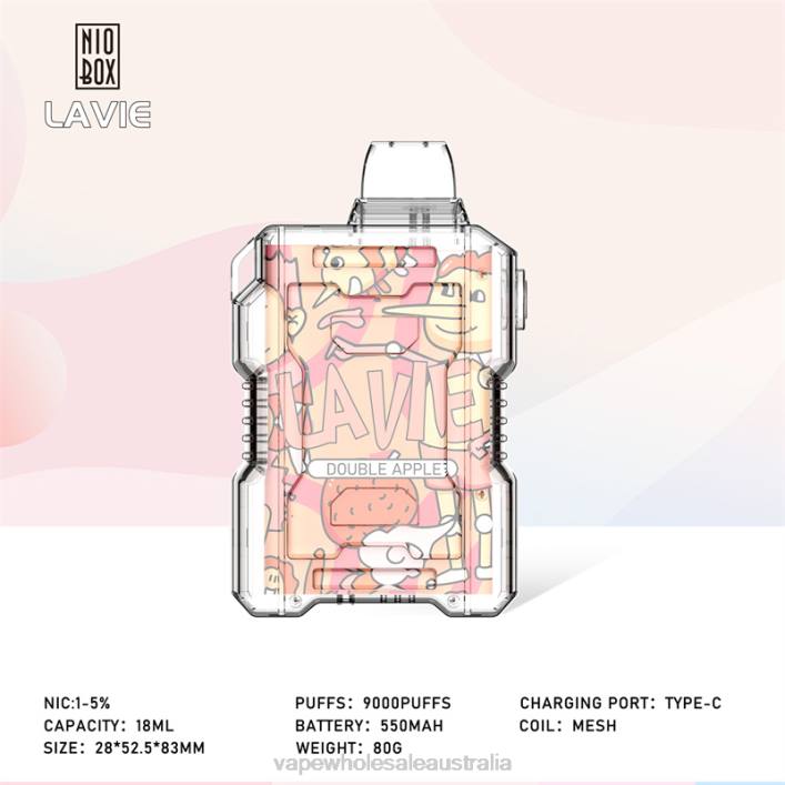 Vape Wholesale Supplier - Double Apple LAVIE NIO BOX 9000 Puffs 8L8X195