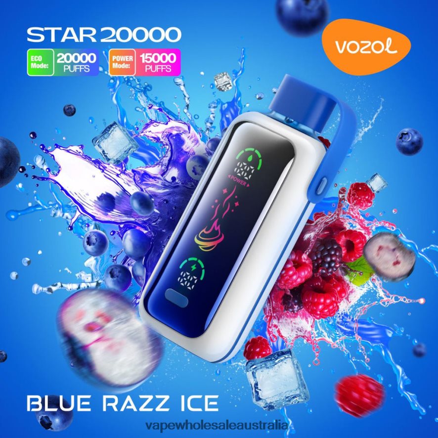 Vape Wholesale Distributor Australia - BLUE RAZZ ICE VOZOL STAR 20000 04V6D44