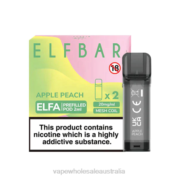 Apple Peach - vape wholesale Sydney 4DF0R325 ELFBAR Elfa Pre-Filled Pod - 2ml - 20mg (2 Pack)