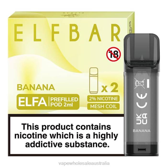Banana - vape wholesale Sydney 4DF0R315 ELFBAR Elfa Pre-Filled Pod - 2ml - 20mg (2 Pack)