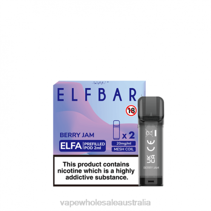 Berry Jam - e cig wholesale 4DF0R341 ELFBAR Elfa Pre-Filled Pod - 2ml - 20mg (2 Pack)