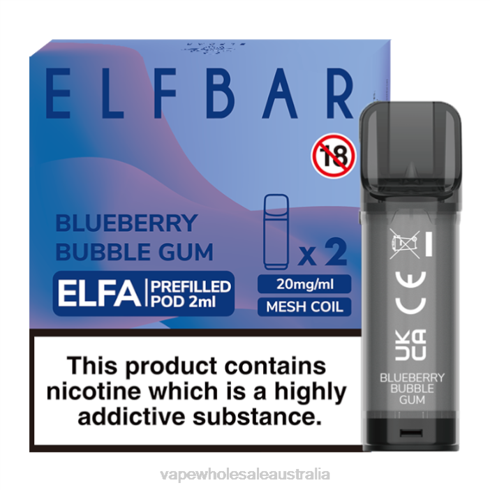 Blueberry Bubble Gum - vape wholesale Melbourne 4DF0R333 ELFBAR Elfa Pre-Filled Pod - 2ml - 20mg (2 Pack)