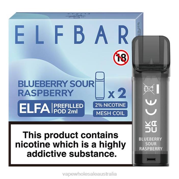 Blueberry Sour Raspberry - vape wholesale Melbourne 4DF0R323 ELFBAR Elfa Pre-Filled Pod - 2ml - 20mg (2 Pack)