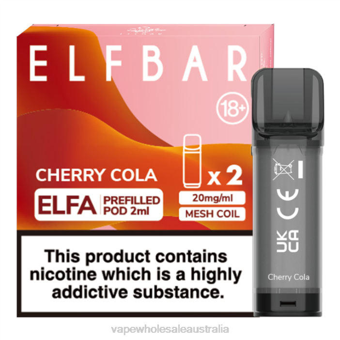 Cherry Cola - vape wholesale distributor 4DF0R322 ELFBAR Elfa Pre-Filled Pod - 2ml - 20mg (2 Pack)