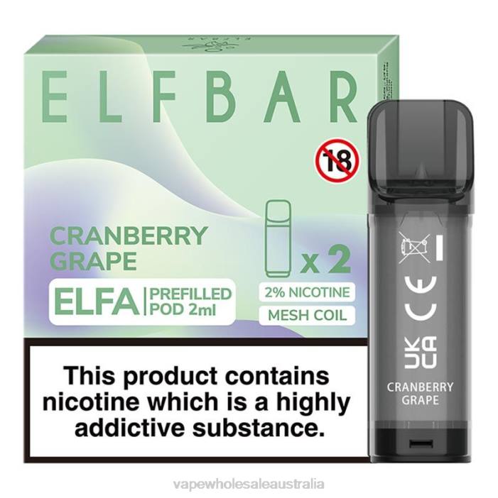 Cranberry Grape - vape wholesale Australia 4DF0R334 ELFBAR Elfa Pre-Filled Pod - 2ml - 20mg (2 Pack)