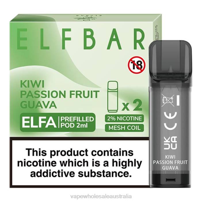 Kiwi Passion Fruit Guava - vape wholesale supplier 4DF0R326 ELFBAR Elfa Pre-Filled Pod - 2ml - 20mg (2 Pack)